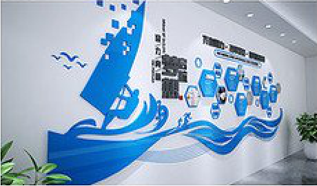 台前海浪主题文化墙如何设计？