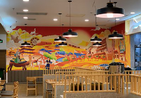 台前商业空间彩绘介绍。